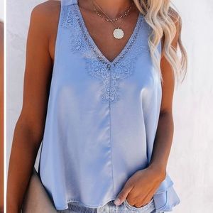High Low Sky Blue Tank Top